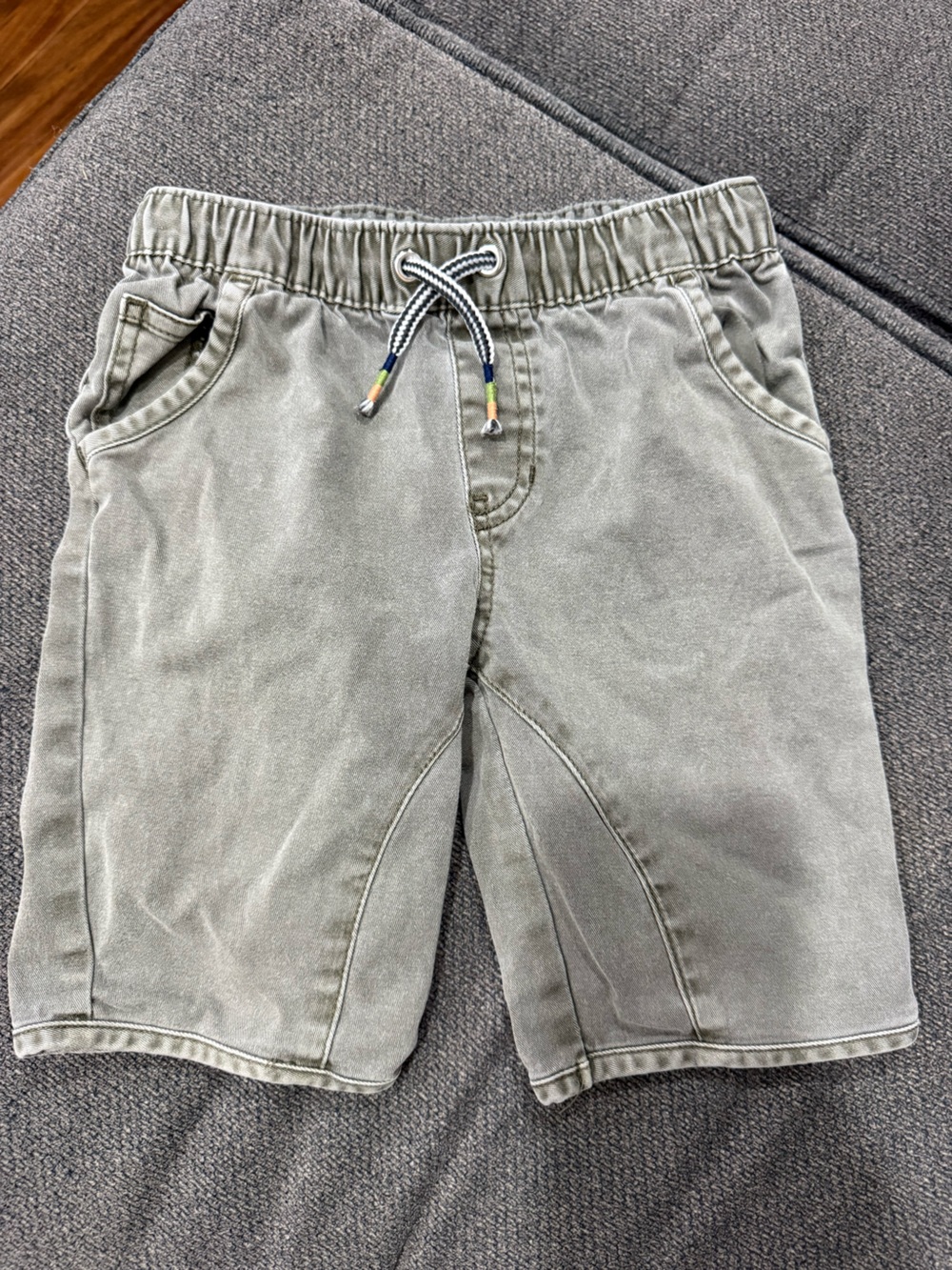 Cat & Jack Olive Pull-On Shorts with Striped Drawstring
